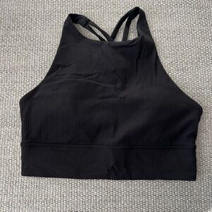 Lululemon Black Ribbed Women's High Neck Sports Bra